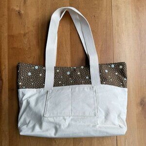 Large Canvas Cream and Brown Shoulder Diaper Bag